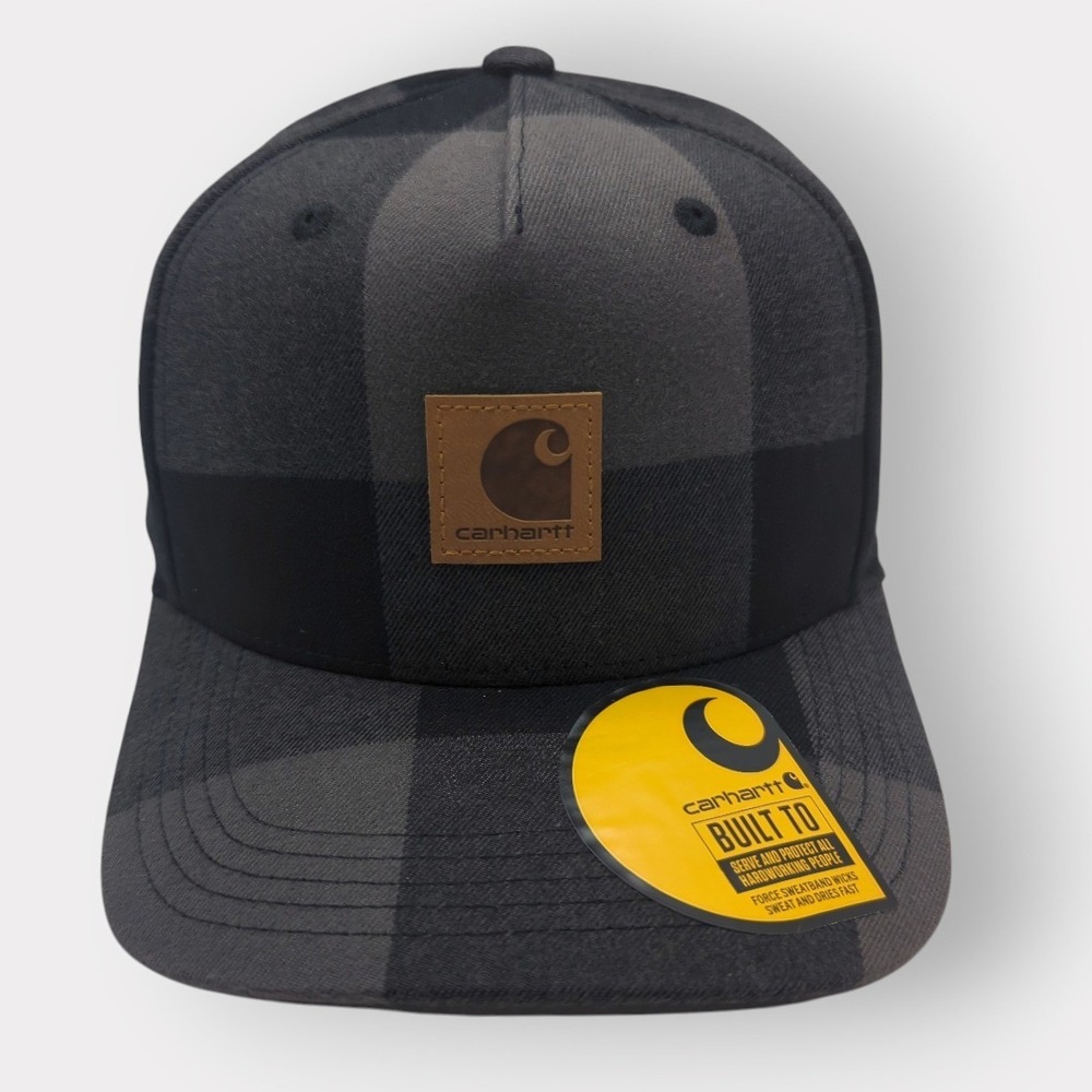 Carhartt Mens Buffalo Plaid Flannel Snapback Hat Grey Black AH7198-M